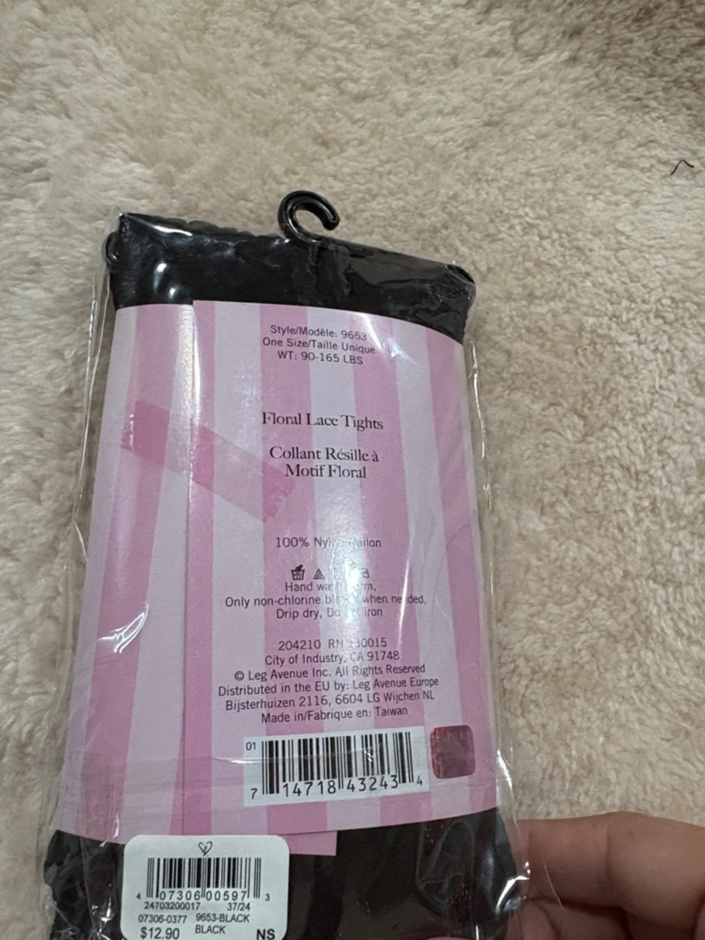 Leg Avenue Black Floral Lace Tights - Picture 2 of 2